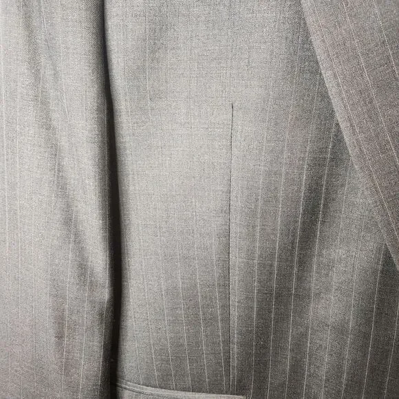 Vtg Lauren Ralph Lauren Charcoal Subtle Pinstripe Wool Suit 46L & Pants 40x31